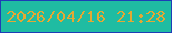 文字の大きさ：2、枠の色：1e3db6、背景の色：1fbca2、文字の色：e4a833 無料ブログパーツのブログ時計