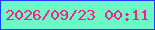 文字の大きさ：4、枠の色：1e3df7、背景の色：6df8c5、文字の色：f0258a 無料ブログパーツのブログ時計