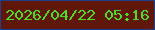 文字の大きさ：4、枠の色：1e3f8d、背景の色：5e1708、文字の色：51dc1f 無料ブログパーツのブログ時計