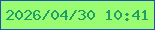 文字の大きさ：2、枠の色：1e50b6、背景の色：9afc70、文字の色：1f9e6c 無料ブログパーツのブログ時計
