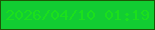 文字の大きさ：2、枠の色：1e5606、背景の色：12cd32、文字の色：1bdf1c 無料ブログパーツのブログ時計