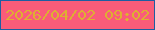 文字の大きさ：1、枠の色：1e5ea2、背景の色：fa5c79、文字の色：deaf32 無料ブログパーツのブログ時計