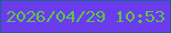 文字の大きさ：2、枠の色：1e638e、背景の色：6b3bee、文字の色：58c842 無料ブログパーツのブログ時計
