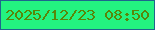 文字の大きさ：2、枠の色：1e658d、背景の色：23f380、文字の色：588608 無料ブログパーツのブログ時計