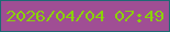 文字の大きさ：2、枠の色：1e6a74、背景の色：a04e94、文字の色：8bd108 無料ブログパーツのブログ時計