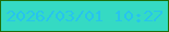 文字の大きさ：3、枠の色：1e6e09、背景の色：35dac3、文字の色：27c4ed 無料ブログパーツのブログ時計