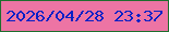 文字の大きさ：5、枠の色：1e6e2e、背景の色：ed74a4、文字の色：0520c6 無料ブログパーツのブログ時計