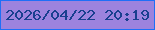 文字の大きさ：4、枠の色：1e6ff7、背景の色：9c83de、文字の色：193f8f 無料ブログパーツのブログ時計