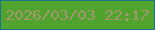 文字の大きさ：4、枠の色：1e748f、背景の色：50a32d、文字の色：a39870 無料ブログパーツのブログ時計