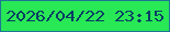 文字の大きさ：3、枠の色：1e7496、背景の色：29e855、文字の色：083d63 無料ブログパーツのブログ時計