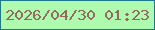 文字の大きさ：1、枠の色：1e788d、背景の色：aefaae、文字の色：936960 無料ブログパーツのブログ時計