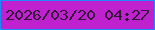 文字の大きさ：4、枠の色：1e88fc、背景の色：bf21cf、文字の色：311735 無料ブログパーツのブログ時計