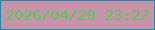 文字の大きさ：5、枠の色：1e8aa9、背景の色：c792aa、文字の色：53ca55 無料ブログパーツのブログ時計