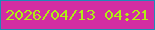 文字の大きさ：2、枠の色：1e8ab7、背景の色：d22da2、文字の色：afef14 無料ブログパーツのブログ時計