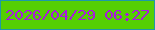 文字の大きさ：4、枠の色：1e99a8、背景の色：55cf03、文字の色：a91add 無料ブログパーツのブログ時計