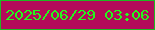 文字の大きさ：5、枠の色：1eb921、背景の色：b30b5a、文字の色：25f81c 無料ブログパーツのブログ時計
