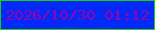 文字の大きさ：5、枠の色：1ecc10、背景の色：012af6、文字の色：9d00b0 無料ブログパーツのブログ時計