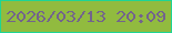 文字の大きさ：2、枠の色：1ed494、背景の色：91bb3f、文字の色：73648c 無料ブログパーツのブログ時計