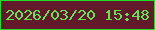 文字の大きさ：4、枠の色：1ede28、背景の色：621929、文字の色：61e552 無料ブログパーツのブログ時計