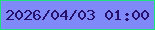 文字の大きさ：3、枠の色：1ee27d、背景の色：8089f8、文字の色：26106b 無料ブログパーツのブログ時計