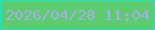 文字の大きさ：4、枠の色：1ee4c5、背景の色：5ccd6e、文字の色：a5aeea 無料ブログパーツのブログ時計
