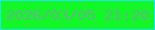 文字の大きさ：2、枠の色：1ee6e8、背景の色：13f628、文字の色：5cb783 無料ブログパーツのブログ時計