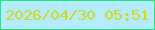 文字の大きさ：2、枠の色：1ee77c、背景の色：b5ecfd、文字の色：cedb19 無料ブログパーツのブログ時計