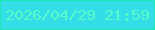 文字の大きさ：3、枠の色：1ee7b6、背景の色：34dee7、文字の色：58fccb 無料ブログパーツのブログ時計