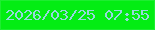 文字の大きさ：3、枠の色：1eed31、背景の色：03ed13、文字の色：95d8de 無料ブログパーツのブログ時計