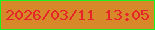文字の大きさ：4、枠の色：1ef120、背景の色：d78829、文字の色：e52527 無料ブログパーツのブログ時計