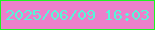 文字の大きさ：3、枠の色：1ef222、背景の色：eb80cb、文字の色：57f6d8 無料ブログパーツのブログ時計