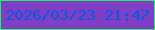文字の大きさ：5、枠の色：1ef462、背景の色：7f3ec3、文字の色：085be1 無料ブログパーツのブログ時計