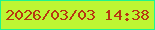 文字の大きさ：1、枠の色：1ef48d、背景の色：bdf633、文字の色：b73812 無料ブログパーツのブログ時計