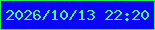 文字の大きさ：5、枠の色：1ef54f、背景の色：0a07f7、文字の色：53f398 無料ブログパーツのブログ時計