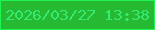 文字の大きさ：2、枠の色：1ef550、背景の色：26b932、文字の色：34ea72 無料ブログパーツのブログ時計