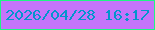 文字の大きさ：3、枠の色：1ef683、背景の色：c574fa、文字の色：0395cd 無料ブログパーツのブログ時計
