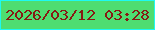文字の大きさ：2、枠の色：1ef9f2、背景の色：4edd71、文字の色：861a14 無料ブログパーツのブログ時計