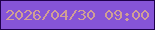 文字の大きさ：4、枠の色：1f004c、背景の色：8654d7、文字の色：d09f95 無料ブログパーツのブログ時計