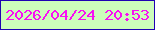 文字の大きさ：1、枠の色：1f01b3、背景の色：ccfdbb、文字の色：f810f3 無料ブログパーツのブログ時計