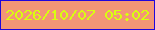 文字の大きさ：1、枠の色：1f06dc、背景の色：f39676、文字の色：d9fe0f 無料ブログパーツのブログ時計
