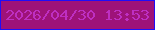 文字の大きさ：4、枠の色：1f0df8、背景の色：9e1279、文字の色：be2fc2 無料ブログパーツのブログ時計