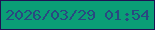 文字の大きさ：2、枠の色：1f1153、背景の色：0a9e76、文字の色：294881 無料ブログパーツのブログ時計