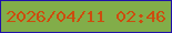 文字の大きさ：1、枠の色：1f11ab、背景の色：82ad49、文字の色：cd4c0e 無料ブログパーツのブログ時計
