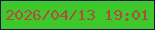 文字の大きさ：5、枠の色：1f1247、背景の色：3dc92c、文字の色：b04e3e 無料ブログパーツのブログ時計