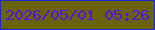 文字の大きさ：3、枠の色：1f26d2、背景の色：686308、文字の色：5810e6 無料ブログパーツのブログ時計