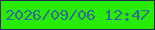 文字の大きさ：4、枠の色：1f2d47、背景の色：28eb03、文字の色：346a99 無料ブログパーツのブログ時計