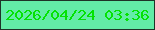 文字の大きさ：3、枠の色：1f3328、背景の色：63eca7、文字の色：04e204 無料ブログパーツのブログ時計