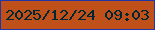 文字の大きさ：2、枠の色：1f36a9、背景の色：c0501a、文字の色：012633 無料ブログパーツのブログ時計