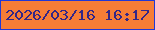 文字の大きさ：3、枠の色：1f38d6、背景の色：f67d36、文字の色：332687 無料ブログパーツのブログ時計