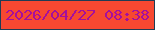 文字の大きさ：5、枠の色：1f3c54、背景の色：f74831、文字の色：a50f9e 無料ブログパーツのブログ時計